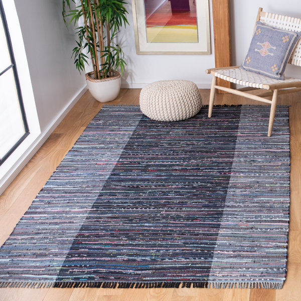 Dakota Fields Flatweave Cotton Blue/Purple Rug Wayfair